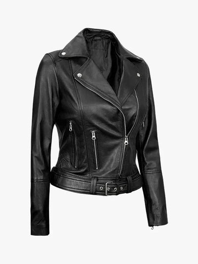 Aldo Women’s Black Genuine Leather Asymmetrical Jacket