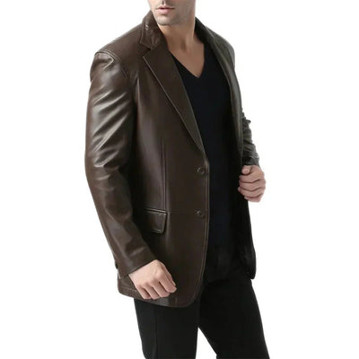 Brown Espresso Mens Leather Blazer