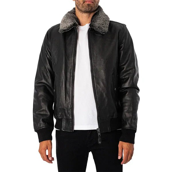 Classic Fur Collar Nappa Leather Jacket