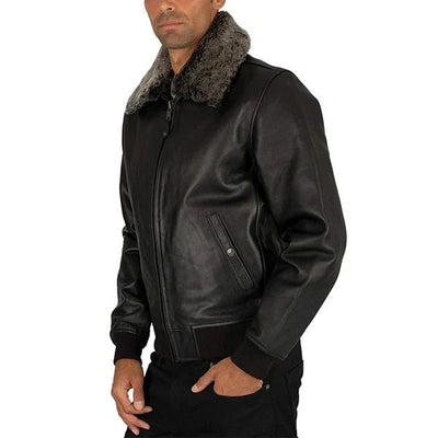 Classic Fur Collar Nappa Leather Jacket