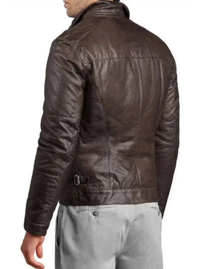 Elegant Dark Brown Lambskin Leather Jacket for Men