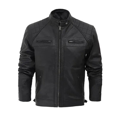 Mens Black Biker Leather Jacket