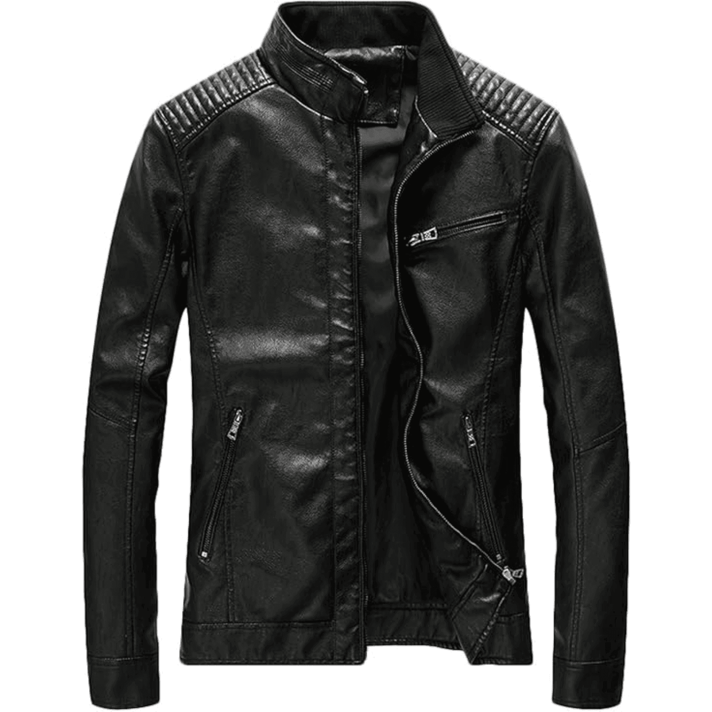 Men's Casual Zip Up Slim Bomber Faux Leather Jacket - Styriz Jackets 