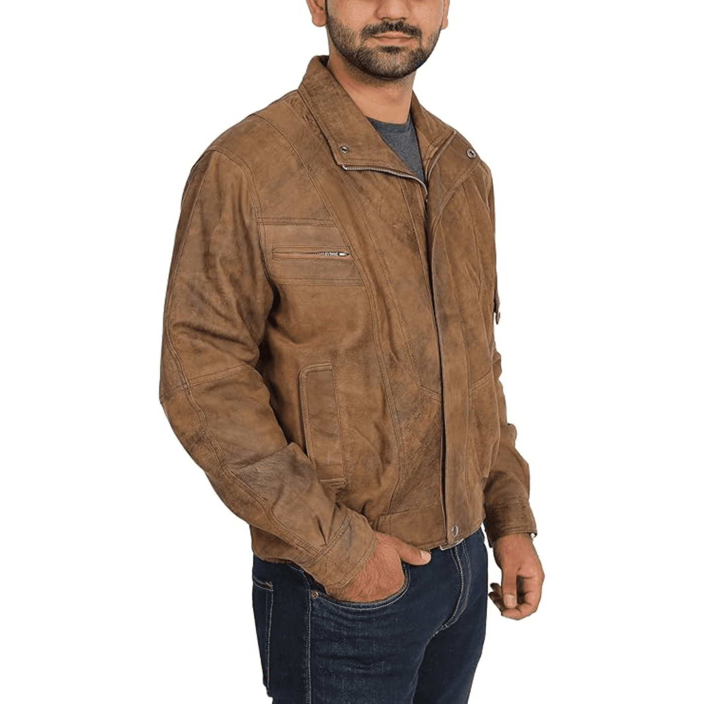 Mens Classic Leather Blouson Jacket - Styriz Jackets 