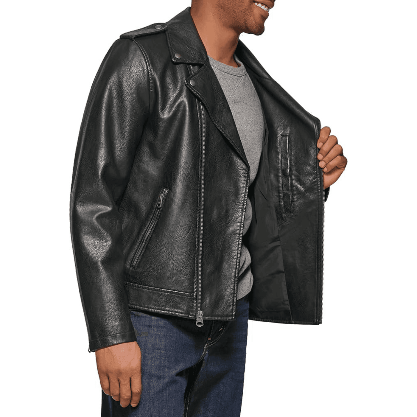 Men's Faux Leather Motorcycle Jacket - Styriz Jackets 