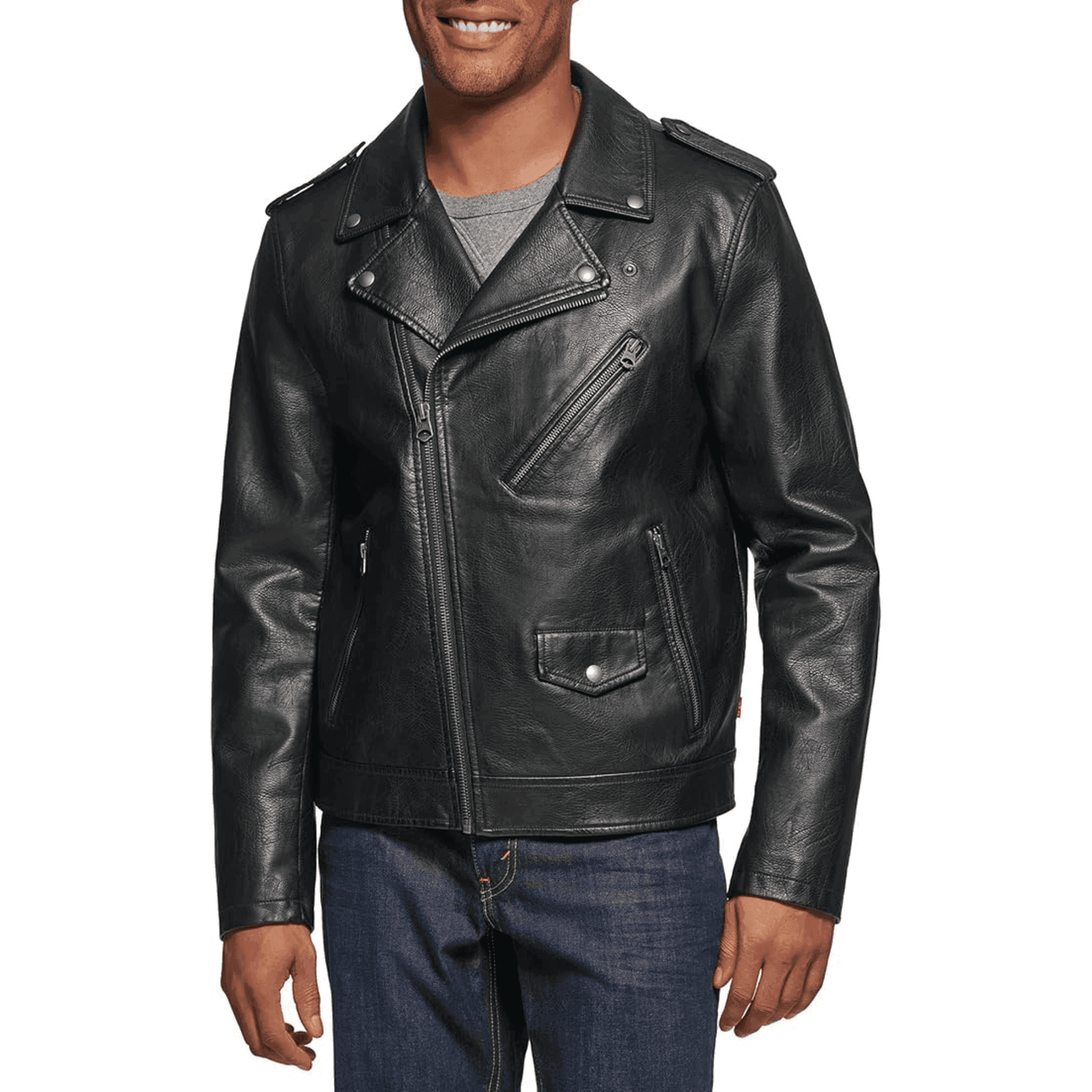 Men's Faux Leather Motorcycle Jacket - Styriz Jackets 