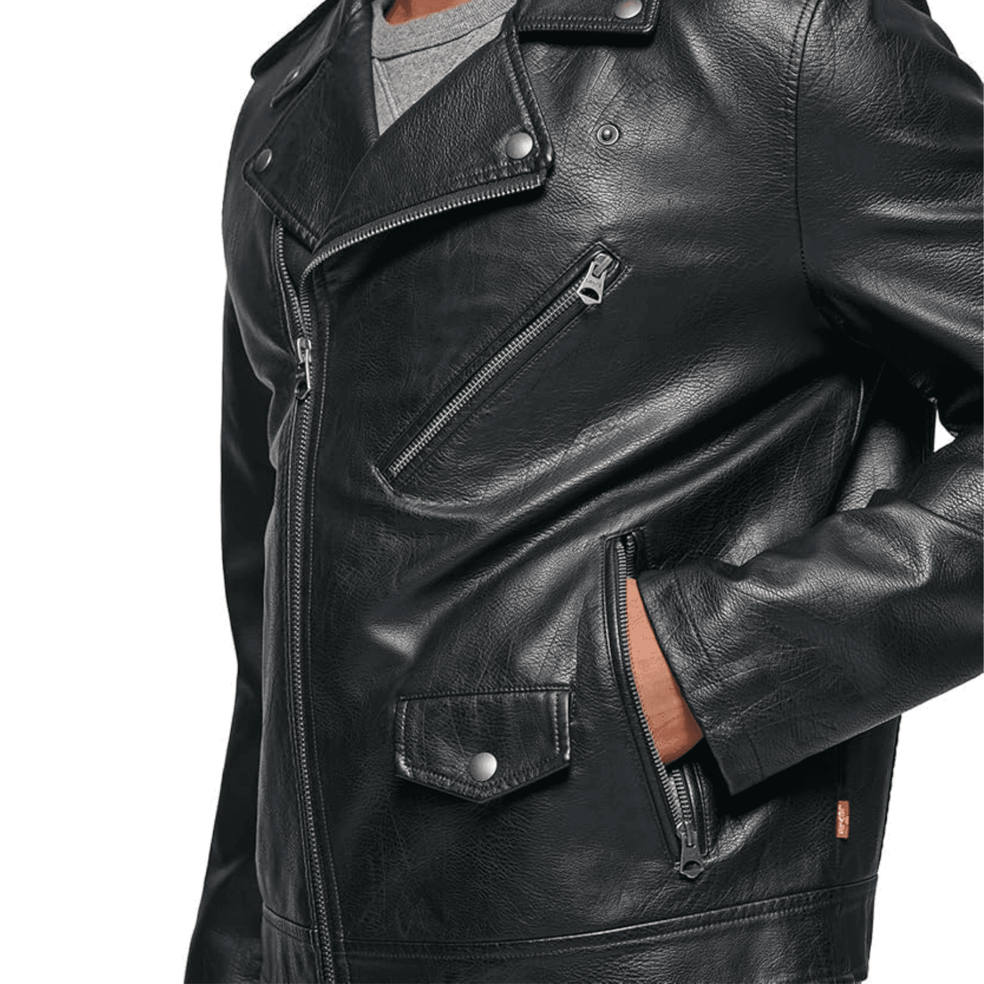 Men's Faux Leather Motorcycle Jacket - Styriz Jackets 