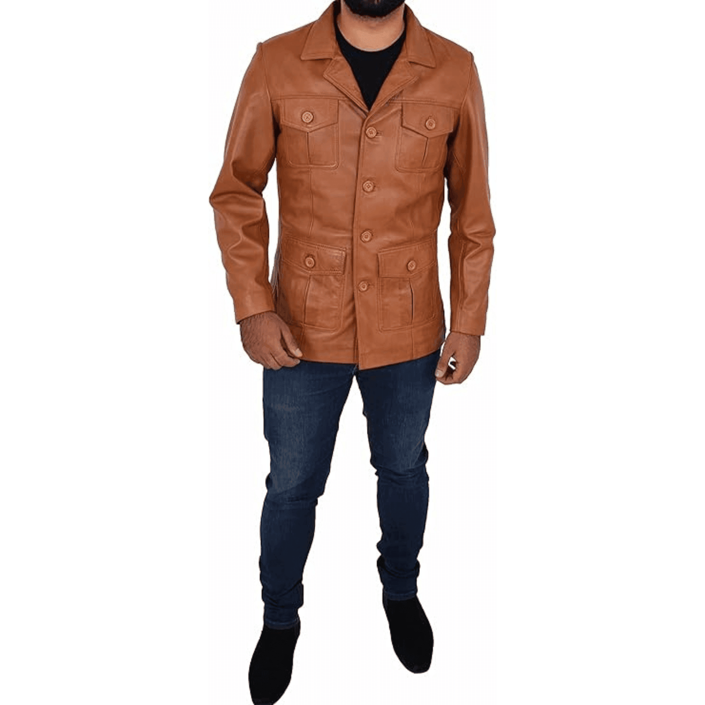 Mens Leather Classic Retro 70's Blazer Hunters Safari Jacket - Styriz Jackets 