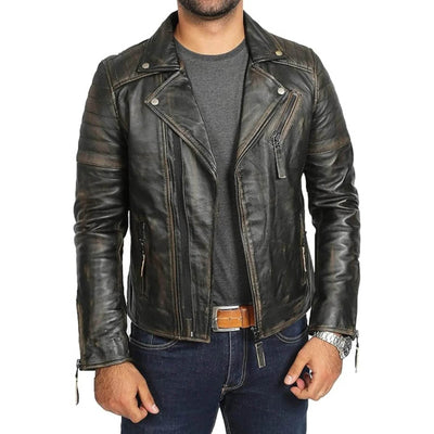 Mens Real Leather Biker Style Jacket - Styriz Jackets 