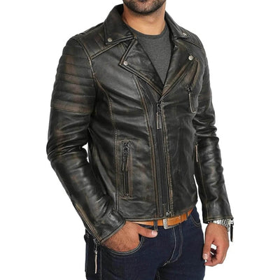 Mens Real Leather Biker Style Jacket - Styriz Jackets 