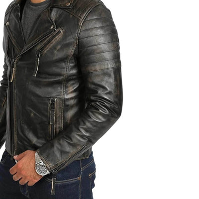 Mens Real Leather Biker Style Jacket - Styriz Jackets 