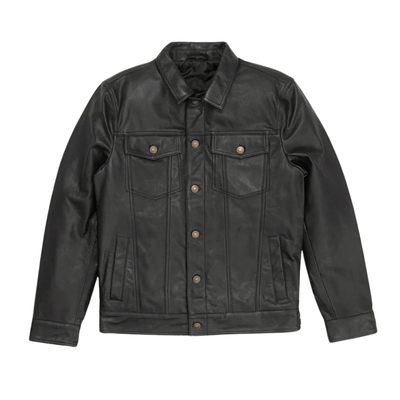 Tom Black Genuine Leather Trucker Jacket