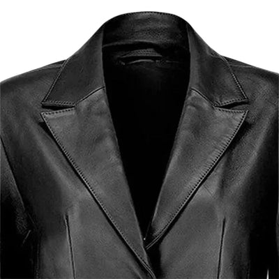 Women’s Black Two Button Leather Blazer